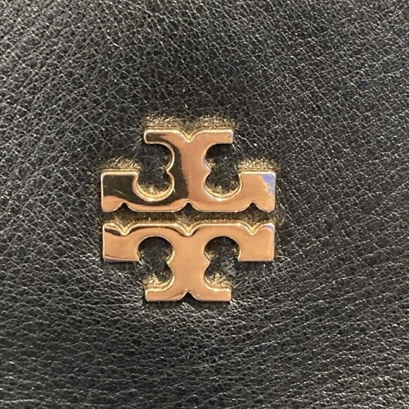 Tory Burch EUC Black Leather w/ Gold-Tone Hardware Shoulder Bag - Picture 7 of 15